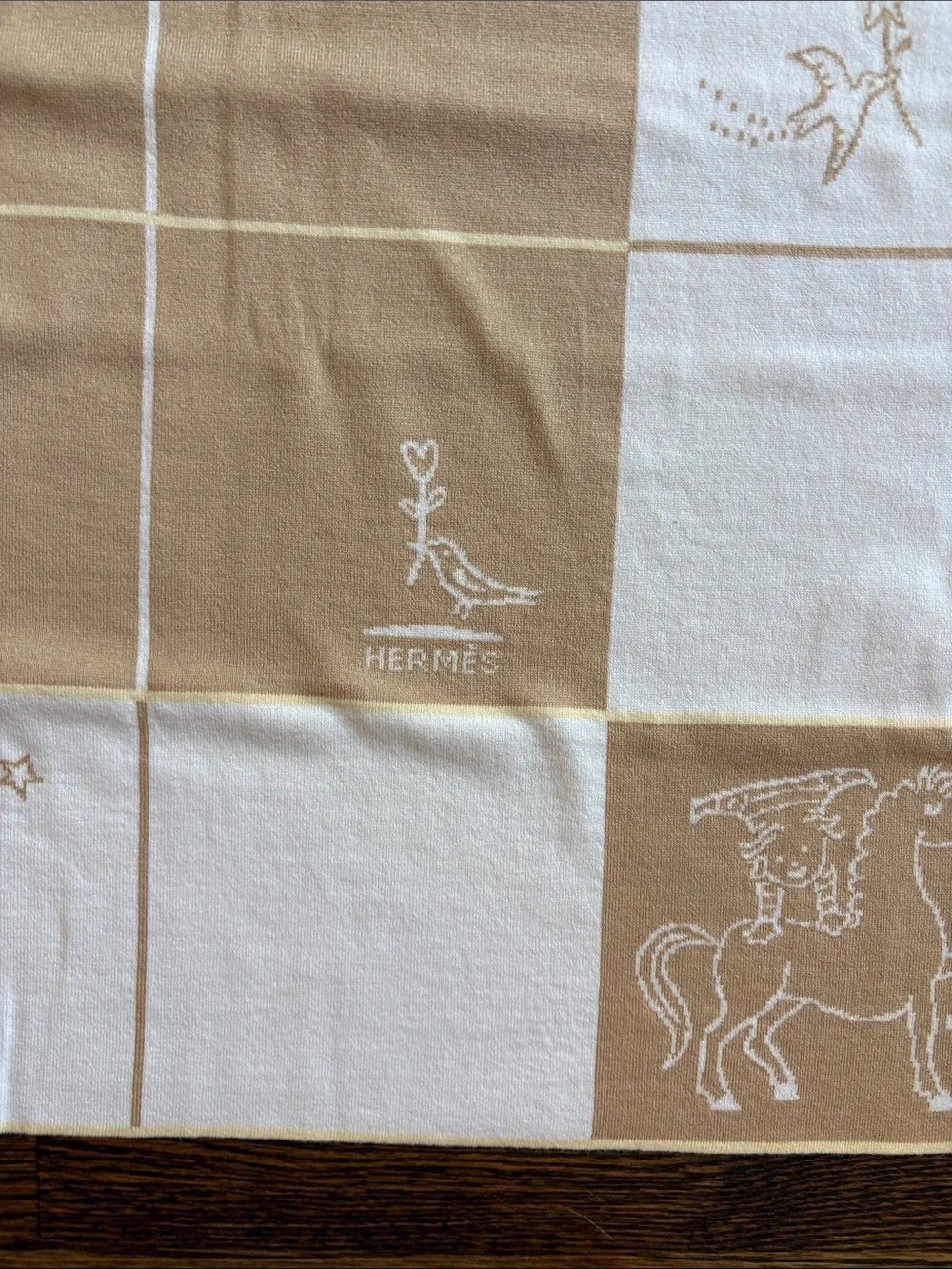 Hermes White and Beige biscuit Cabriole blanket